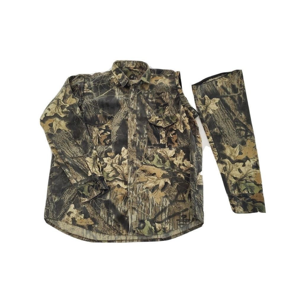 Vintage Men's Mossy Oak Shirt Camo Shirt Convertible Tear Away Arms Hunt 2XL XXL